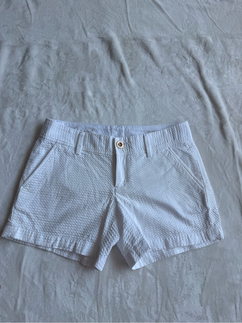 Lilly Pulitzer White Textured Bermuda Shorts